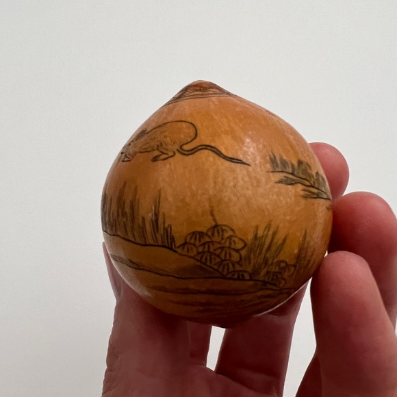 Antique lanzou carved etched gourd Chinese Zodiac year of Rat folk art - Picture 5 of 15